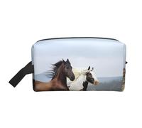 Seven Star - Bolsa de almacenamiento con estampado de mariquita, kit de aseo de afeitado, bolsas de cosméticos de viaje, organizador de embalaje, bolsa portátil, Arte corriendo de caballos, Talla