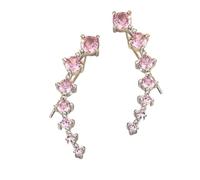 Seven Star Diamond Stud Earrings, 2026 Sparkly Gold/Silver 7-Star Earrings, New Diamond Stud Earrings for Women, Valentine Wedding Birthday GIft for Lover Friend (Pink)