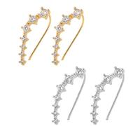 Seven Star Diamond Stud Earrings,7 Crystals Leaf Shape Ear Climber, Hypoallergic Cuff Climbing Earrings for Women (Mix)
