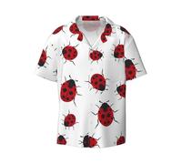 Seven Star Ladybird - Camisa de manga corta para hombre, estilo hawaiano, transpirable y cómoda, con botones, para la playa, Negro, 3XL