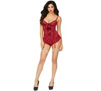 Seven 'til Midnight - Vino no Bustier Set, color granate, tamaño mediano