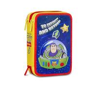 Seven Toy Story 3 Zip, Triple Compartimento, Completo con Lápices, Fieltros, Colores, Accesorios Mochila Bolsa, Primaria, Media, Superior, Azul Profundo, Niñas y Niñas, Rosa