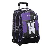 Seven Trolley Escolar Big - Miércoles Addams Morado y Negro - Mochila Doble Compartimento, Bolsillo para Botella - Mochila con Carrito Escolar Primaria y Mediana, Violeta, Talla única, Clásico