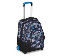Seven Trolley escolar fijo, azul, 2 en 1, doble uso, trolley y mochila, mochila escolar de viaje, niño niño, turquesa, Talla única, Moderno
