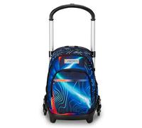 SEVEN Trolley escolar Flex 3 ruedas, azul, Mapset Boy, 3 en 1, triple uso, mochila con carro desenganchable, bolsillo para botella y sistema cruzado, mochila escolar de viaje, niño niño, turquesa,