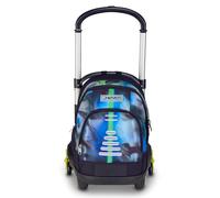 Seven Trolley escolar Flex 3 ruedas, azul, mochila con carro desenganchable de 31 litros, con bolsillo para PC, bolsillo para botella, multiusos, manejable y cómodo, escuela media y superior, niño
