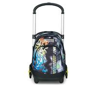 Seven Trolley escolar Flex 3 ruedas, negro y verde, mochila con carro desenganchable, 31 litros, con bolsillo para PC, bolsillo para botella, multiusos, escuela media y superior, mochila para niño