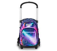 SEVEN Trolley escolar Flex 3 ruedas, rosa, Mapset Girl, 3 en 1, triple uso, mochila con carro desenganchable, bolsillo para botella y sistema cruzado, mochila escolar de viaje, niña, Rosa, Talla