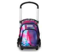 Seven Trolley escolar Flex 3 ruedas, rosa, Shadefull Girl, 3 en 1, triple uso, mochila con carro desenganchable, bolsillo porta botella y sistema cruzado, mochila escolar de viaje, niña niña, Rosa,