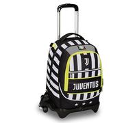 Seven Trolley escolar Jack 3 ruedas, blanco y negro, Juventus FC, 3 en 1, triple uso, mochila con carro desenganchable, bolsillo para botella y sistema cruzado, mochila escolar de viaje, niño niño,