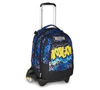 Seven Trolley Escolar Jack 3 Ruedas Detach, Azul Amarillo, Mochila con Carro Desmontable de 37 L, Bolsillo para Botella, Mochila Desmontable, Mochila Escolar Primaria y Mediana, Mochila niño