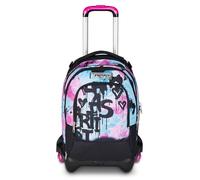 Seven - Mochila escolar Jack con 3 ruedas, color azul fucsia, mochila con carro desmontable de 37 l, bolsillo para botella, mochila desmontable, multiusos y espaciosa, para escuela primaria y