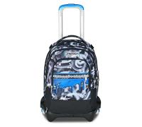 Seven - Mochila escolar Jack con 3 ruedas, color gris azul, mochila con carro desmontable de 37 l, bolsillo para botella, mochila desmontable, multiusos y espaciosa, para escuela primaria y secundaria