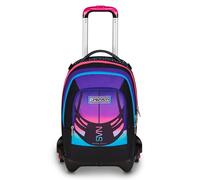Seven Trolley escolar Jack 3 ruedas Detach Nuanced, fucsia azul, mochila con carro desmontable de 37 litros, bolsillo para botella, mochila desmontable, multiusos y espacioso, para escuela primaria y