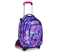 Seven Mochila escolar Jack – 3 ruedas, carro desmontable 37 L, morado, bolsillo botella, para niña