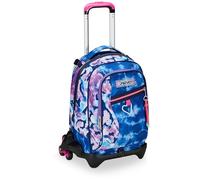 SEVEN Trolley escolar Jack 3 ruedas, violeta fucsia, Custom Cloud, 3 en 1, triple uso, mochila con carro desenganchable, bolsillo porta botella y sistema cruzado, mochila escolar de viaje, niña niña,