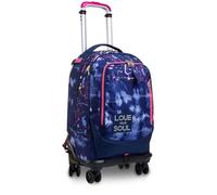 Seven Trolley escolar Jack 4 ruedas, morado, Love Your Soul, 3 en 1, triple uso, mochila con carro desenganchable y sistema crossover, mochilas y carrito, escuela y tiempo libre, niña niña