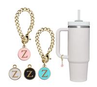 Seven Uncles 4 dijes de letra Stanley Cup - Abalorios con mango de identificación para vasos modernos, se adapta a todas las asas de tazas de agua, 1*1*0.75 inches, Acero inoxidable, No es una piedra