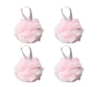 SEVENHEAD Esponja de baño para ducha, color rosa, 50 g/pieza, puf de malla para el baño (juego de 4)