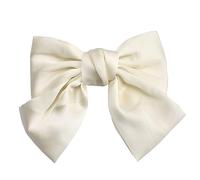 SEVENHEAD Pinzas para el pelo con lazo, color blanco cálido, 1 paquete de pasadores grandes, grandes, de gran tamaño, lazo francés, pasadores franceses de satén, clips para el cabello, accesorios para