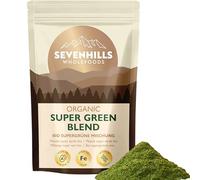 Sevenhills Súper Verdes Mezcla Orgánica en Polvo 400g con espirulina, clorella, hierba de trigo y hierba de cebada, 80 porciones, Super Greens, Apoya inmunidad y salud de piel