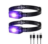 SEVENKA 2 UV Headlamp Flashlight Black Light, Rechargeable LED Hand Free Mini UV Blacklight 395nm Head Light with White & Ultraviolet Light, Detector for Pet Dog/Cat Urine Stains,Bed Bug,Scorpions