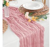 Sevenpers Camino de mesa rosa, 90x300 cm, gasa para decoración de eventos (baby shower, bautizos, cumpleaños, jóvenes, niños escolares)