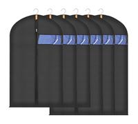 Sevenpers Fundas Ropa Armario Negro 60x100/120cm Juego 6, Antipolvo Impermeable con Cremallera, Ventana Visible Transparente, Funda Transpirable Bolsa de Ropa para Abrigos, Trajes y Vestidos Diarios
