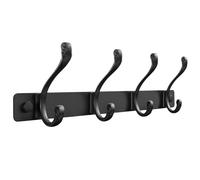 Sevenpers Percheros Pared Perchero de Pared con 4 Ganchos Dobles Negro Alta Capacidad de Carga, Duradero y Ahorra Espacio para Entrada Dormitorio Cocina Baño