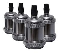 Sevenpers Portalámparas Vintage E27, 4 piezas Casquillos para Bombillas Adaptadores de Portalámparas Cerámica Edison retro lámpara, para Hogares Oficinas Bares Restaurantes （Negro）