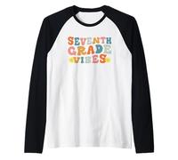 Seventh Grade Vibes Back to School Retro Teacher Student Kid Camiseta Manga Raglan
