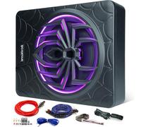 Seventour Subwoofer delgado para debajo del asiento de 10 pulgadas y 1000 W para debajo del asiento, subwoofer de audio para coche/camión, paquete de amplificador integrado, con luz LED (subwoofer +