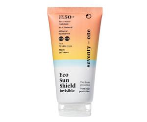 SeventyOne Percent | Eco Sun Shield SPF 50+ | Muy Alta Protección Solar Cara | Sin marcas blancas en la cara | Vegano | UVA 24 | Filtros 100% Minerales - 100% Natural | Fabricado en Francia | 40 ml