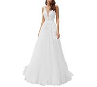 SEVENYXX Vestido de Novia Femenino Princesa Vestido de Novia Largo Vestido de Novia de Tul de Palabra a Vestido de Novia de Moda Civil, Blanco, 36