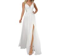 SEVENYXX Vestidos, Vestidos de Novia, Vestidos de Chifón, Vestidos de Novia, Blanco, 44