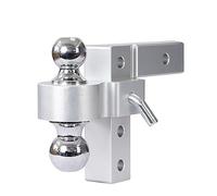 SEVEQIS Enganche de Remolque, Elevación De Remolque Ajustable 6 ", 4 Niveles Aluminio con Gancho, Montaje Doble Bola, Piezas Receptor Estándar 2 Pulgadas