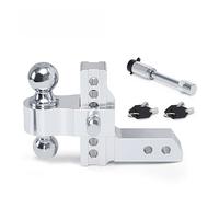 SEVEQIS Enganche de Remolque, Receptor De 2'' Enganche Remolque Ajustable Caída/elevación 6'' Bola Doble con Bloqueo 10000 LB Cerraduras Dobles