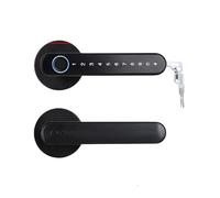 SEVEQIS La Manija De Puerta Elegante De La Huella Dactilar De La Biometría Cierra La Aplicación Eléctrica De Digitaces De La Contraseña For El Hogar(3200BLACK)