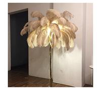 SEVEQIS Lámpara de plumas, Lámpara de pie plumas 1,7 m/1,2 m for sala estar, lámpara moderna con 3 colores regulables, Led, luz romántica for estar/dormitorio(H120cm,Camel color)