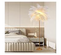 SEVEQIS Lámpara de plumas, Lámparas de pie plumas avestruz doradas, lámpara 3 colores regulables for sala estar romántica, habitación los niños, del dormitorio, 1,6 m