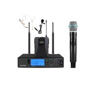 SEVEQIS Podcast Kit, Conjunto Completo BETA87A Auriculares Lavalier de micrófono inalámbrico Profesional Rendimiento de Escenario Micrófono Digital(Full Set 626-668MHz)
