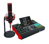 SEVEQIS Podcast Kit, Interfaz de Audio USB Podcast Equipment Bundle Mixer & Vocal Effects, G10 Sound Card Board Voice Changer, DJ Mixer for Live Stream