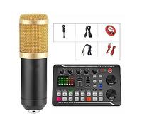 SEVEQIS Podcast Kit, Kit de Tarjeta de Sonido de micrófono Podcast, micrófono Condensador de Estudio Profesional y Mezclador de Sonido en Vivo F998(Sound Card and Mic)