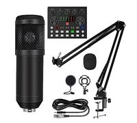SEVEQIS Podcast Kit, Micrófono de Condensador con Tarjeta de Sonido en Vivo V8S (Opcional) for transmisión en Vivo, Canto, Juegos(Style B Black)