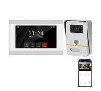 SEVEQIS Timbre con vídeo, Videoportero for apartamento, de 2 Cables, Pantalla táctil 7 Pulgadas, 1080P, Timbre Inteligente Tuya, Registro conversación