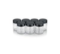 SEVERIN 7 Tarros de vidrio de 150 ml para yogurtera, con tapa antiderrames 100% libre de BPA. Tarros para leche, crema, pure de bebé, gris oscuro EG 3514