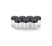 SEVERIN 7 Tarros de vidrio de 150 ml para yogurtera, con tapa antiderrames 100% libre de BPA. Tarros para leche, crema, pure de bebé, gris oscuro EG 3514