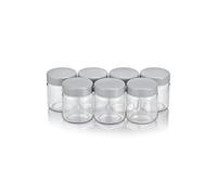 SEVERIN 7 Tarros de vidrio de 150 ml para yogurtera, con tapa antiderrames 100% libre de BPA. Tarros para leche, crema, pure de bebé, gris claro EG 3513