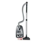 Severin Aspiradora con bolsa S'POWER, aspirador potente con prácticos accesorios, aspirador silencioso con ruedas de 360° para una gran movilidad, gris platino/granate, BC 7045