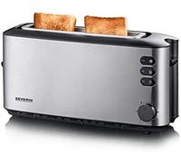 Severin Tostadora automática, tostador largo con soporte para panecillos, tostadora eléctrica para tostar, descongelar y calentar, 1000 W, acero inoxidable/negro, AT 2515
